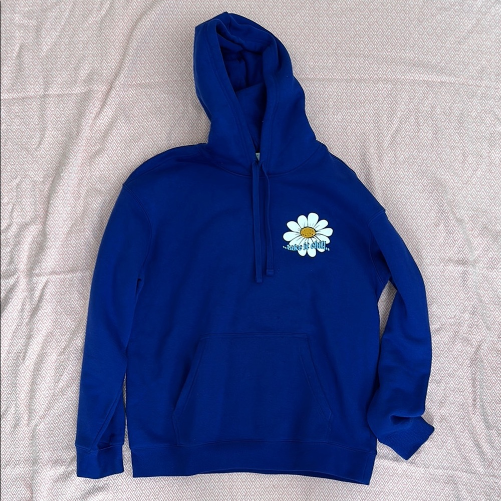 Blue Hoodie with Daisy Graphic